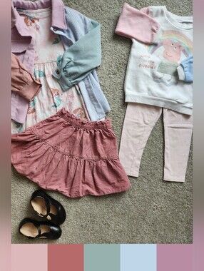 Girls 4T Mix & Match Bundle | Disney, Ariel, Peppa Pig, Pastel | 5 Pieces